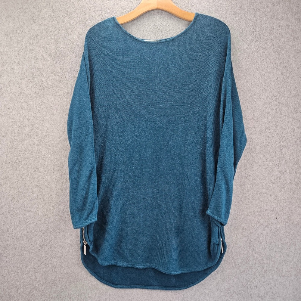 MICHAEL KORS | Womens Teal Blue Side Zip Knit Tunic Sweater Large